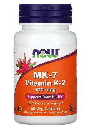 Вітаміни та мінерали NOW Vitamin K2 (MK7) 100 mcg, 60 вегакапсул