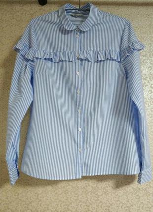 Рубашка рубашка блуза блузка полоска рюши peacock, р.12