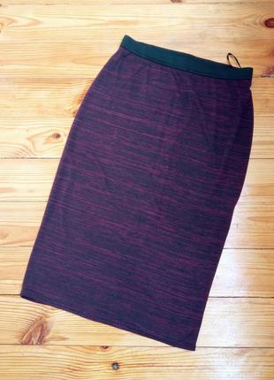 Бордовая трикотажная юбка-миди юбка/ трикотажная мыды юбка