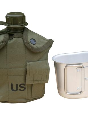 Фляга армійська "US Army bottle" 1 л пластикова з кружкою в чо...