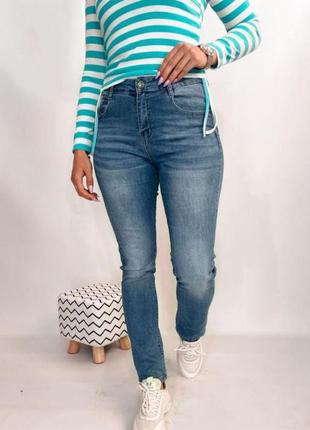 Джинсы x&d jeans с высокой талией голубые. большие размеры.