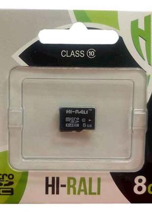 Карта памяті micro SDHC HI-RALI 8GB class10 (без адаптера) ТМ ...