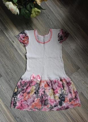 Красивое нежное ажурное платье с рюшами на девочку 5-7 лет