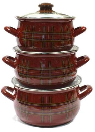 Набор эмалированной посуды Interos Шотландка 3 предмета (2997)