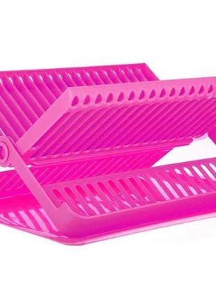 Сушарка пластикова для посуду розкладна (20тар.) рожева - Конс...
