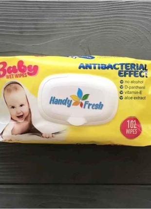 Вологі серветки для дітей 102 клапан Baby Antibac ТМ Handy fresh