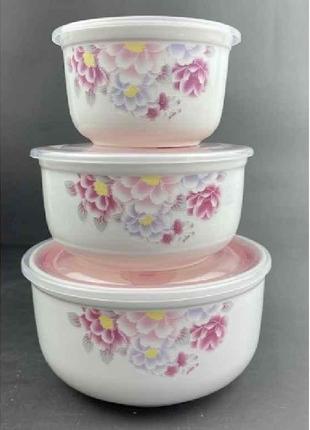 Салатники з кришками 3пр/наб 300/450/1000мл MС4162 ТМ STENSON