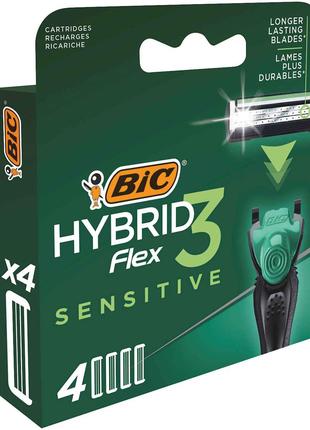 Змінні картриджі д/гоління Flex 3 Hybrid Sensitive 4шт ТМ BIC