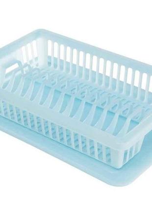 Сушарка пластикова для посуду з піддоном (13тар.) (блакитна)ТМ...
