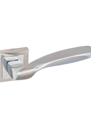 Ручка дверна на розеті сатин/хром 15-160-002 квадрат SN/PC ТМ FZB