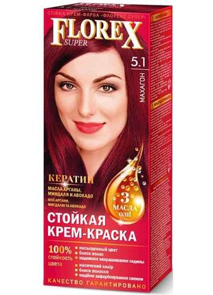 Крем-фарба Махагон д/волосся КЕРАТИН 5.1 ТМ Florex