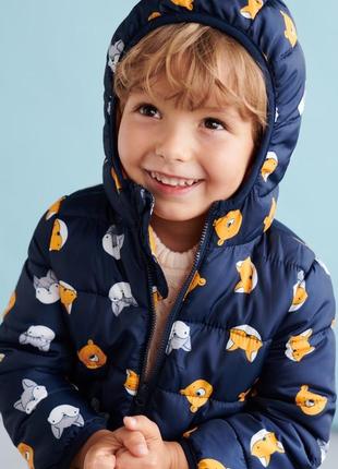Куртка детская для мальчика синяя с капюшоном демисезон весенн...