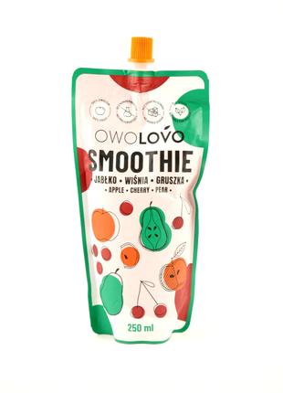 Яблочно-вишнево-грушевий смузи без сахара Owolovo Smoothie 250...