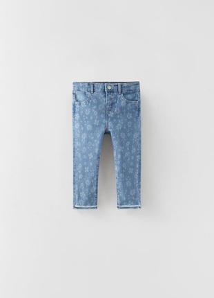 Zara 98 104 slim джинсы для девочки цветочки