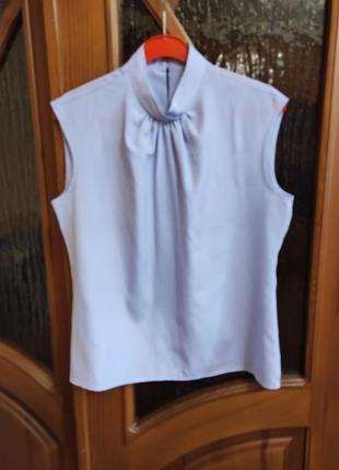 Женская лиловая блуза без рккав воротник стойка р.48/eur 40