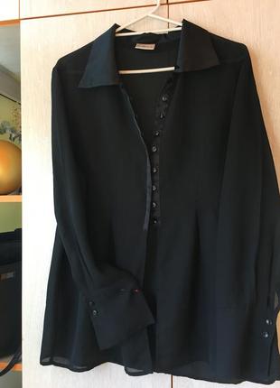 Чорна шифонова блузка-сорочка
