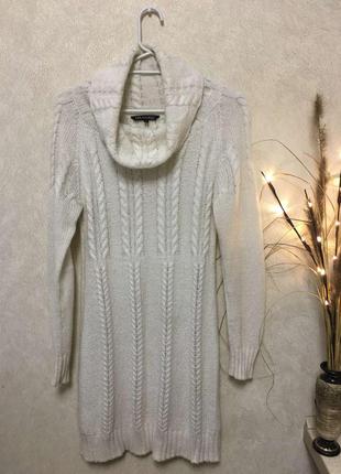 Белое вязаное платье (акрил+ мохер)