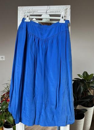 Синяя юбка миди электрик синяя юбка со сборкой летняя яркая юбка