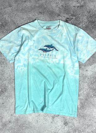 Вінтажна оверсайз тай-дай футболка habitat dolphins дельфіни