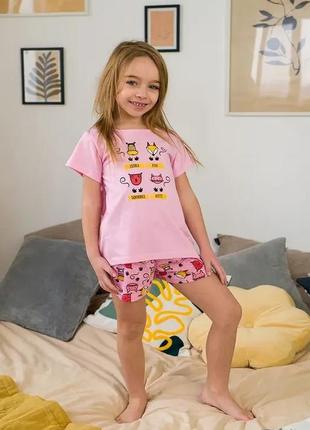 Костюм, піжама, комплект футболка шорти для дівчаток
