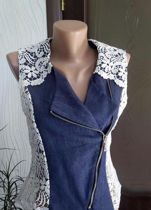 Ажурная блуза с коттоновыми вставками
