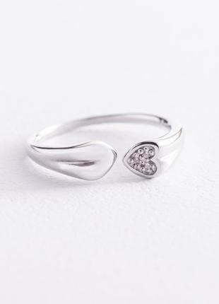 Серебряное кольцо "Сердечко" с фианитами 3895