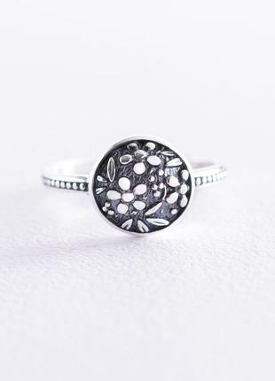 Кольцо "Цветочки" в серебре (чернение) 112548