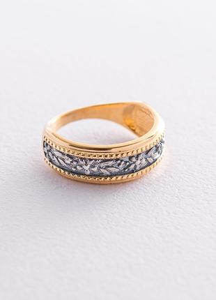 Серебряное кольцо "Цветочки" с позолотой 112298