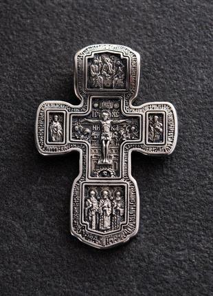 Серебряный православный крест "Распятие Христово. Икона Божией...