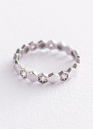 Серебряное кольцо "Грани" с фианитами 112581