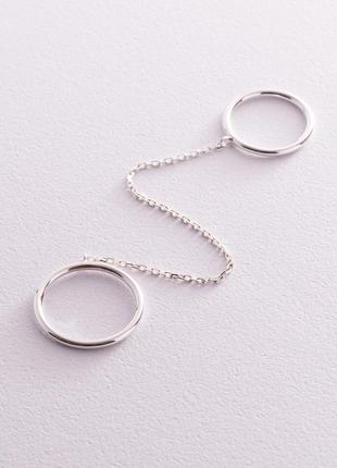Серебряное двойное кольцо на цепочке 112626