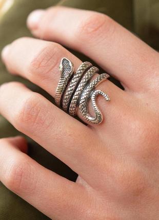 Серебряное кольцо "Змея" 112663