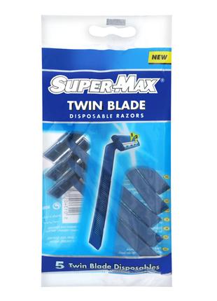 Набор бритв без сменных картриджей Super-Max Twin Blade 2 Сини...