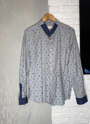 Оригинальная рубашка в горошек воротничок стойка kuegou, xxl