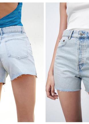 Джинсовые шорты с высокой посадкой zara.