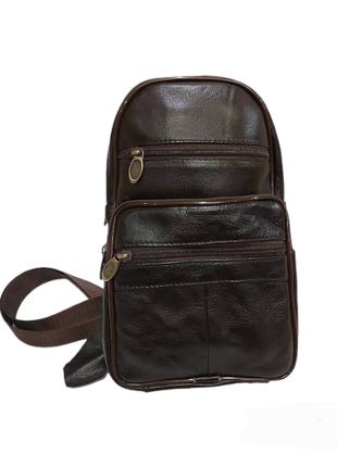 Однолямочный кожаный рюкзак сумка BR883