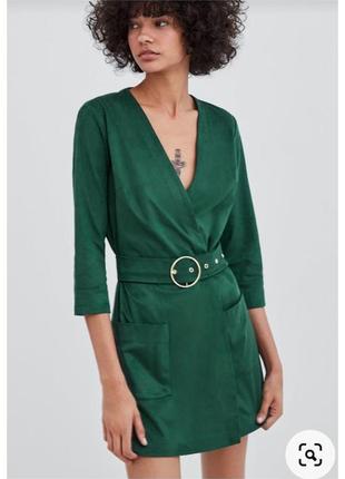 Zara green hot sale suede dress