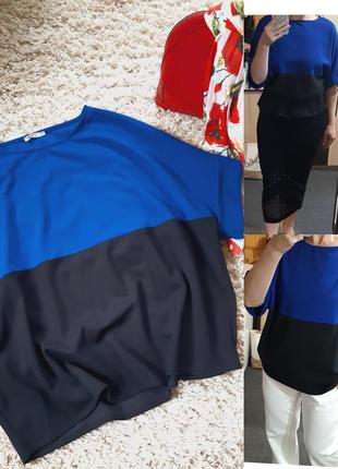 Стильная блуза оверсайз в черно/синем цвете, италия,  р. l-xl