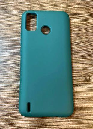 Чехол-накладка на телефон Tecno Spark 6 Go с микрофиброю зелен...