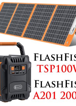 Сонячна панель FlashFish 100W + зарядна станція Flashfish A201