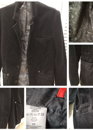Пиджак черный вельвет h&m