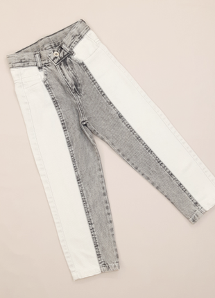 Р.116-146 стильные джинсы на девочку мом серо-белые турция 333...