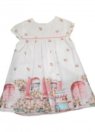 Платье для девочки р 80-86 (12-18 мес). цветы. белый,розовый. ...