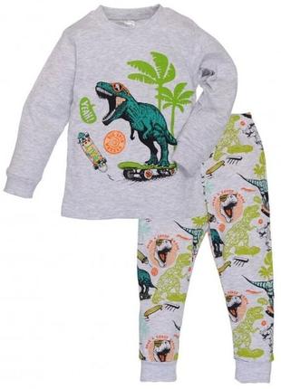 Пижама для мальчика татошка р.116 серый динозавры
