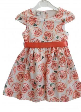 Платье для девочки оранжевый,белый. розы. турция 20842-4