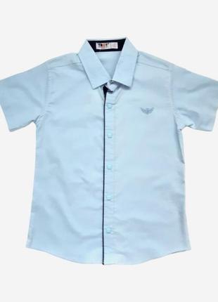Рубашка с коротким рукавом для мальчика  голубой турция 70926-...