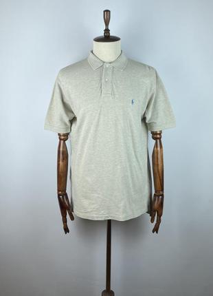 Чоловіча футболка поло polo ralph lauren custom fit beige polo