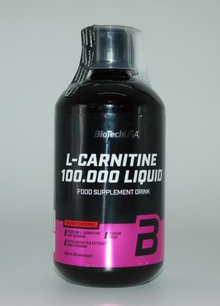 Л-карнитин, l-carnitine 100.000 liquid, biotech, 500 мл, вишня