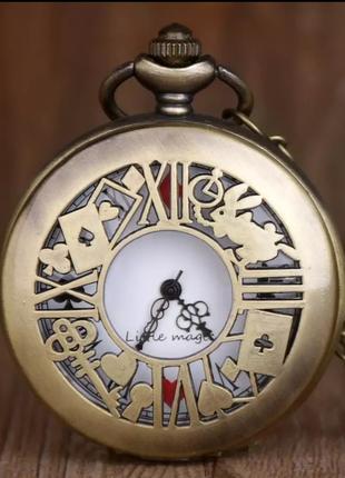 Карманные часы на цепочке Алиса в стране чудес