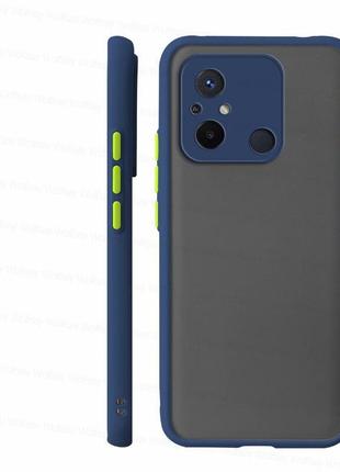 Противоударный матовый чехол для Xiaomi Redmi 12C Синий